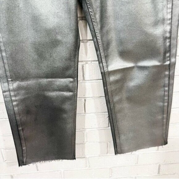 Boden Straight‑Leg Metallic Denim Jeans – Shimmery Silver Finish, Size 12 - Picture 3 of 9